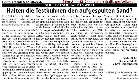 Leserbrief zur Wirkungslosigkeit durchlässiger Holzpfahlbuhnen 14.10.2016, HeiPo